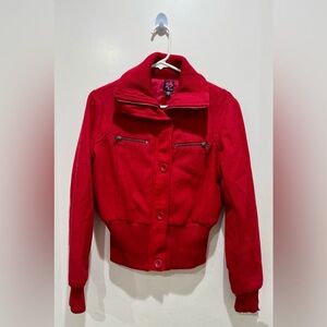 2B bebe Women's Bold Red Bomber Jacket